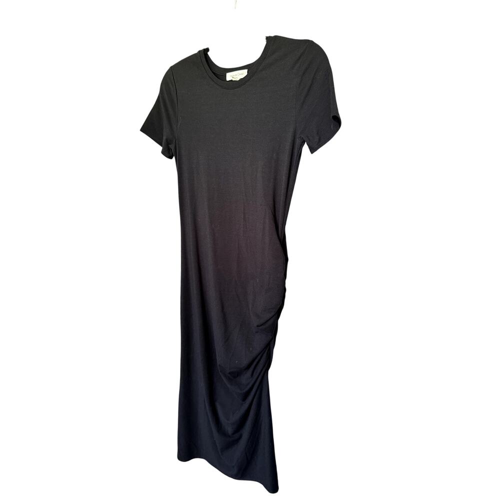 Treasure & Bond Black Side Ruched Midi Shirt Dress Small